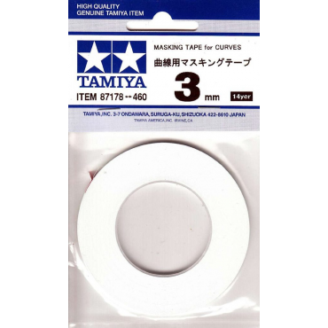 FITA SEMIADESIVA PARA CURVAS MÁSCARA DE PINTURA 3MM TAMIYA TAM 87178